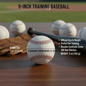 Official Size 9" Training Baseballs 3 Pack Durable Synthetic Leather Practice Balls with Cushioned Center Ideal for Youth & Adults Indoor Outdoor Tball Training Safety borgo