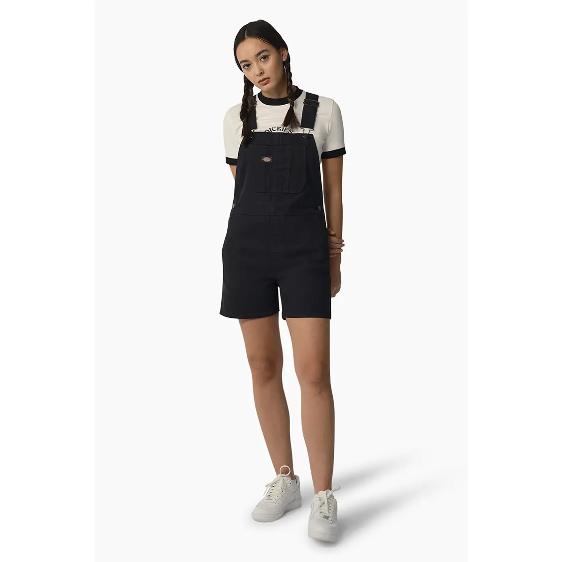 Dickies Women's Regular Fit Cotton Solid Duck Canvas Shortalls - Front Bib Pocket, Hammer Loop, Button Closure, Standard Sizes, Durable All-Season Women's Overalls Set