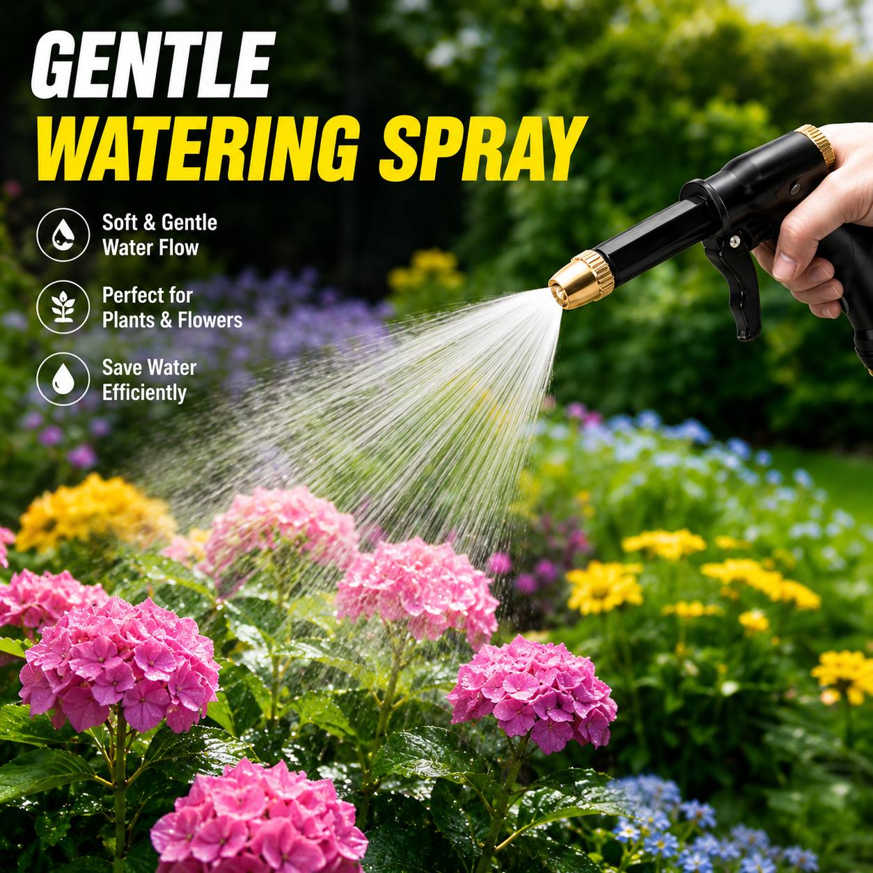 Multi-Purpose Garden Water Wand - Durable Plastic Body Hose Nozzle, Adjustable Cleaner for Vehicles and Outdoor Gardening Tasks