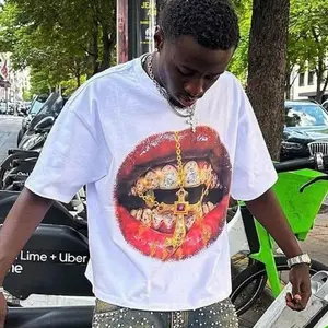 Youth and Adult Graphic Tee with Crown and Lips Design, Statement Shirt for Music Lovers, Urban Streetwear, Hip-Hop Fashion, Gift for Him 6I