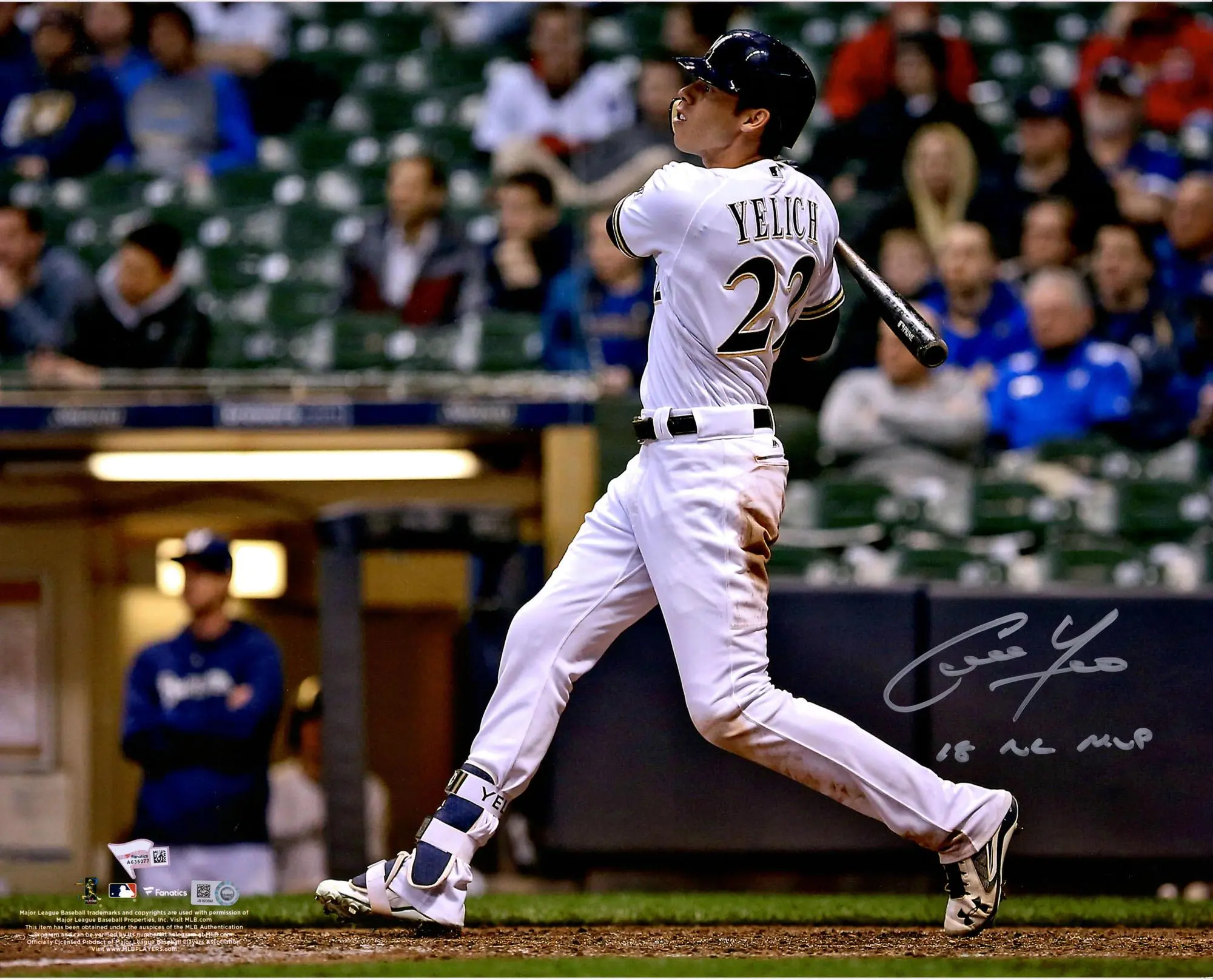 Christian Yelich Milwaukee Brewers Autographed 16" x 20" Horizontal Swinging Photograph with "18 NL MVP" Inscription - Fanatics Authentic Certified
