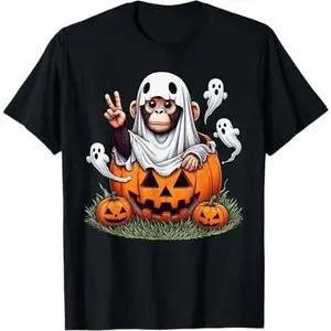 Funny Monkey Ghost Boo Halloween Monkey Womens Mens Kids T-Shirt