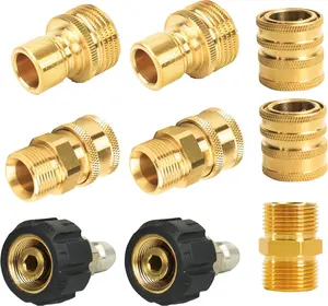 Pressure Washer Adapter Set, Quick Disconnect Kit with M22 Metric Male Thread Quick Connector, M22 Swivel to 3/8'' Quick Connect, 3/4" to Quick Release, M22 to M22 Convert, 9 Pack