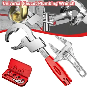 Bathroom Wrench,Adjustable Double-Ended Wrench,Multi-Functional Heads Hand Tool for Water Pipe Repair & Home Accessories,Universal Pipe Tool for Connecting Pipes/Faucets/Shower/Valves