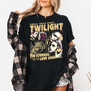 Twilightt Shirt, Twilightt Saga Fan Tee, Comic Vampire Shirt, Book Lover Twilightt Gift, Edward Bella Cullen Tee, Wolves Romance Tee, gift