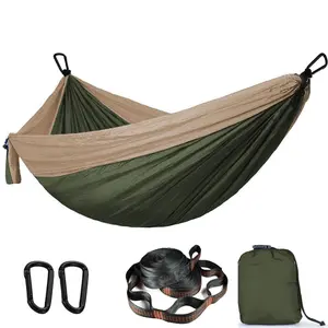 Extra Large Double Durable Hammock 118inch Long 75inch Wide with 400lbs Weight Capacity, 210t Nylon Parachute Fabric and Adjustable Straps for Camping