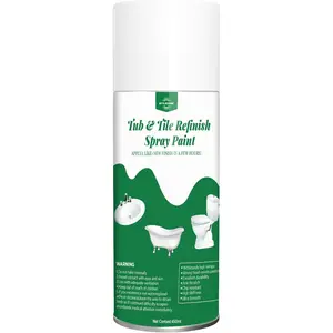 White Tub and Tile Spray Paint 450ml 1 Pack, DIY Countertop Paint Kit for Ceramic Porcelain Fiberglass Bathtub Tile Bathroom Wall Repair