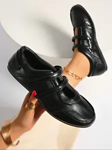 The Style Chameleon! Our multi-hue soft leather Mary Janes, with comfy double-strap design and rounded toe, look incredible with everything from dresses to denim!