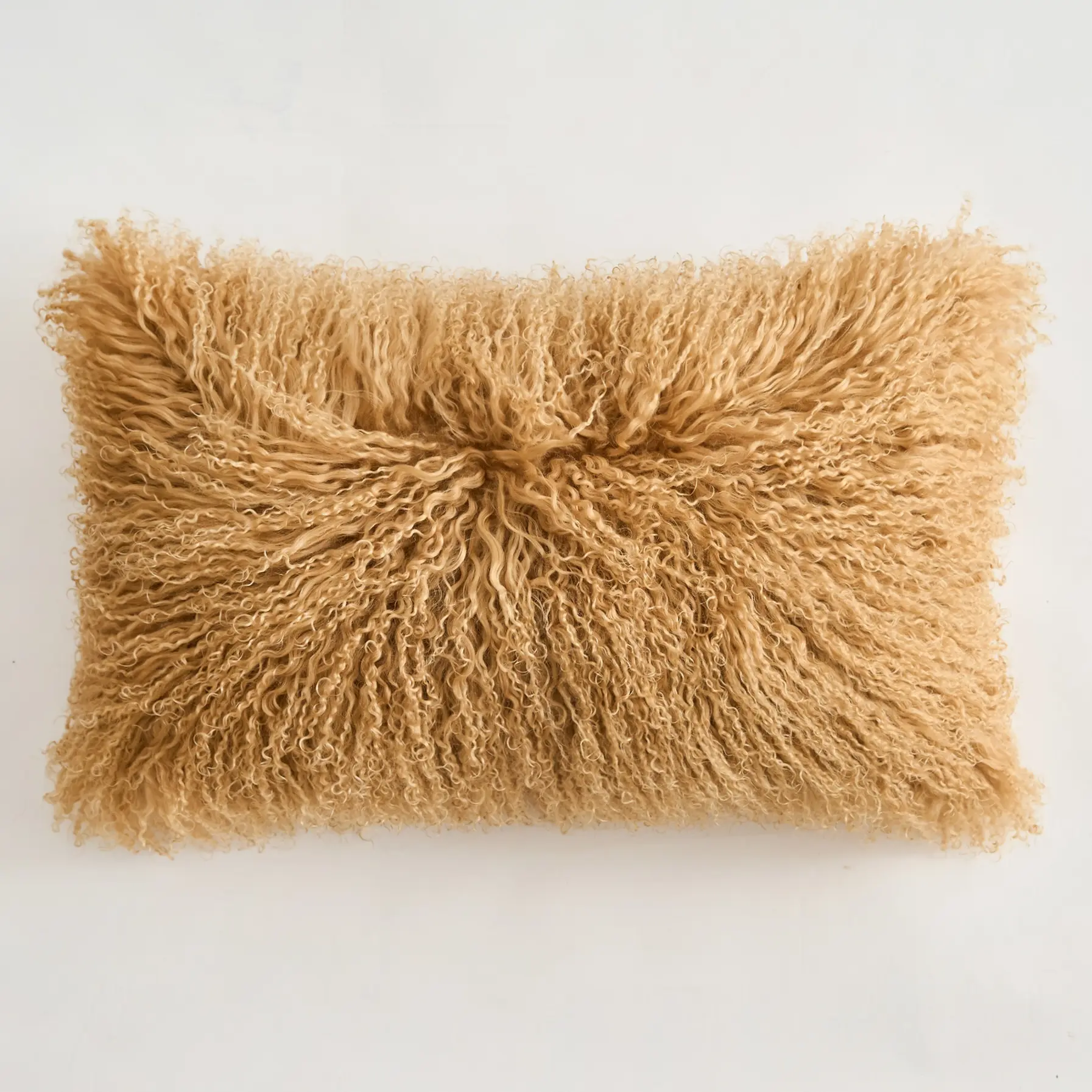 Genuine Mongolian Lamb Fur Pillow Cover - Natural Sheepskin Wool Cushion Cover, Ultra Soft Luxury Home Decor (Goldenrod 12"x 20")