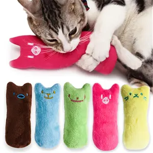 1pc Cat Design Cat Teaser Toy Containing Squeaky Plush Pillow Toy Interactive Pet Supply, Without Battery