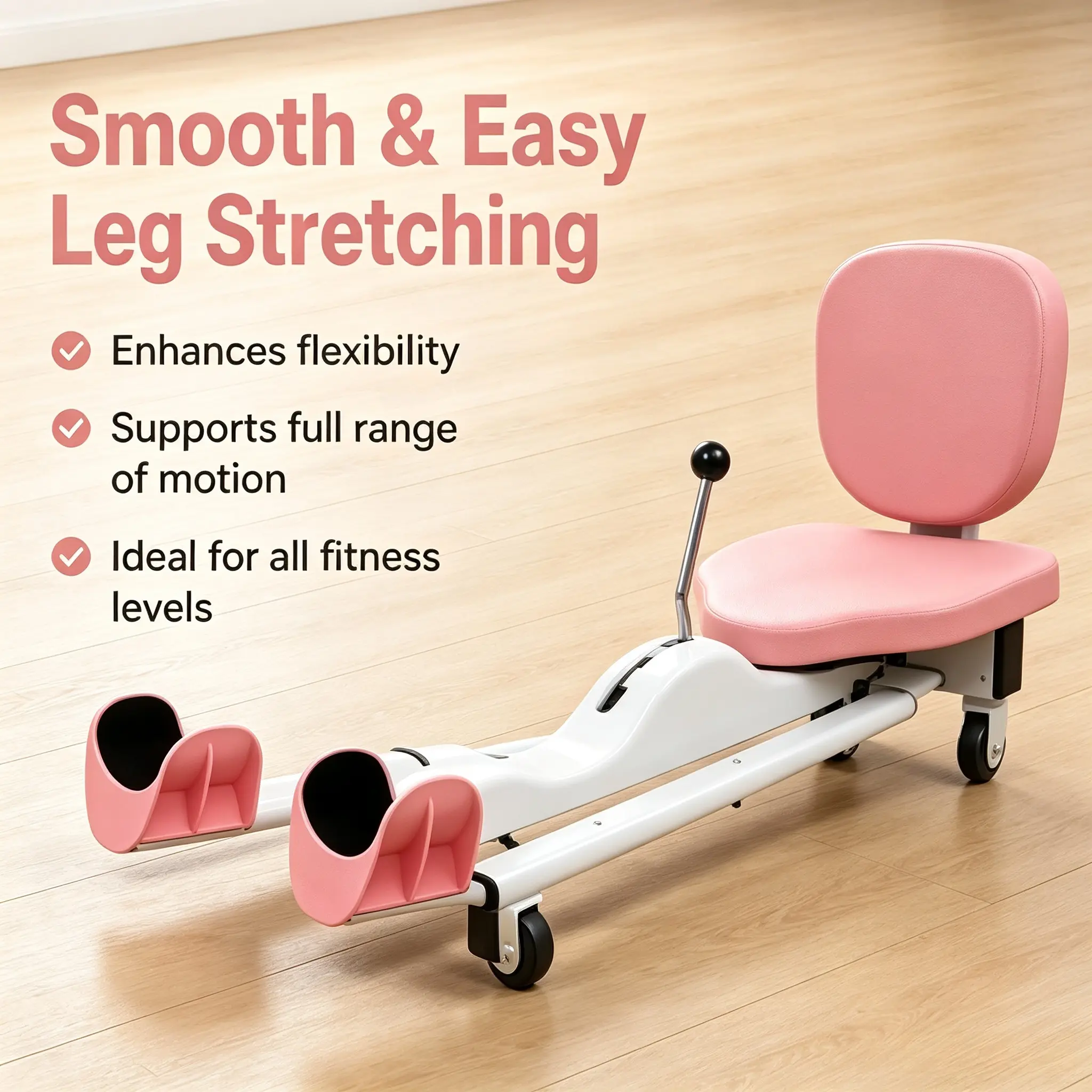 Adjustable Metal Frame Leg Stretcher Machine - Portable Foldable Split Trainer with Padded Cushioning, Back Support, Angle Adjustment, Easy Operation for Beginner Home Yoga & Dance Flexibility Training