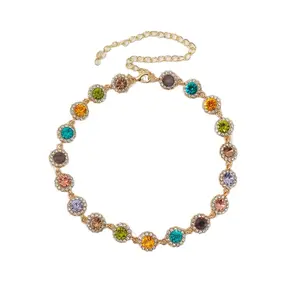 New colorful full-diamond zircon necklace, turquoise necklace, high-end and versatile, with a niche design sense, exquisite dopamine collarbone chain