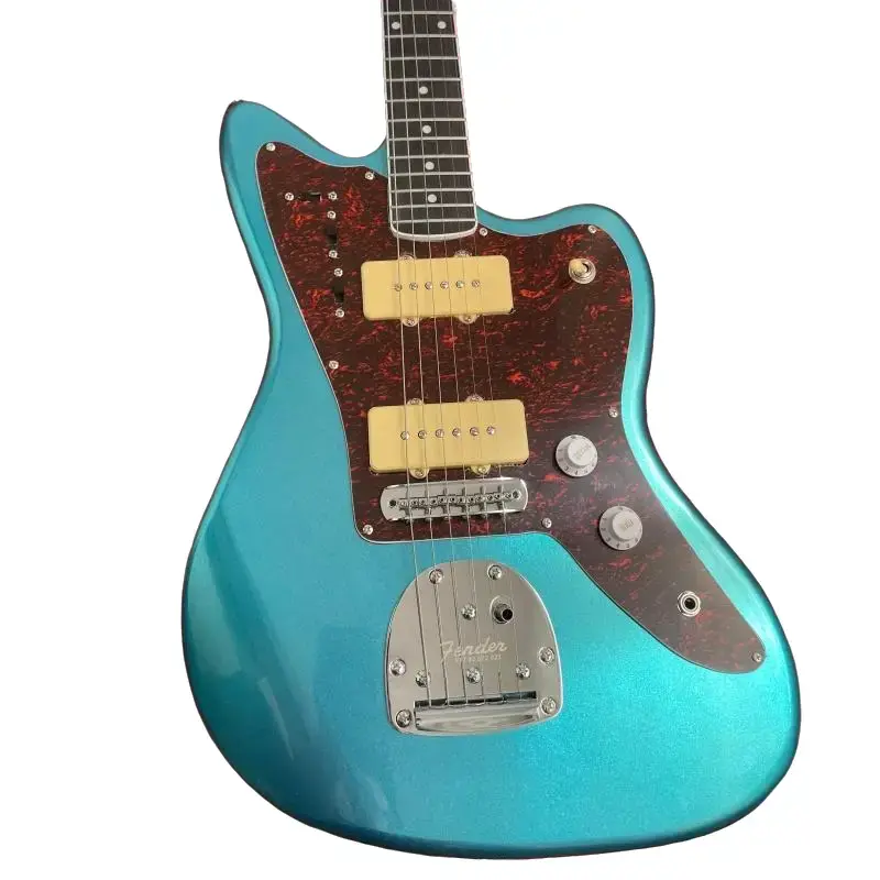 Jazz Electric Guitar - Metallic Green, Mahogany Body, Maple Neck, Red Pearl Pickguard, Jazz Guitar