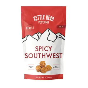 Kettle Head Popcorn Spicy Southwest – Vegan Gourmet Popcorn Snack, Hand Popped, Gluten Free, 4.4 oz