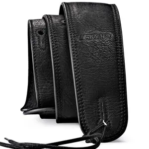 LEKATO  LGS-7 Bass Guitar Strap for Bass & Electric Guitar, 2.5” Wide Leather Bass Strap with Thicken Foam, Leather Guitar Strap Padded Bass Guitar Straps, Adjustable Length from 41” to 51” Leather Guitar Strap