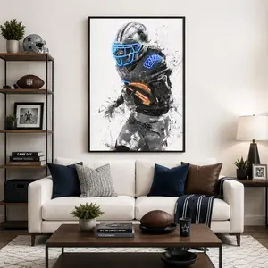 [Unframed] CeeDee Lamb NFL Poster, Dallas Cowboys Wall Art Print, Neon Football Artwork, Kids Bedroom Decor, Sports Lover Gift, Home
