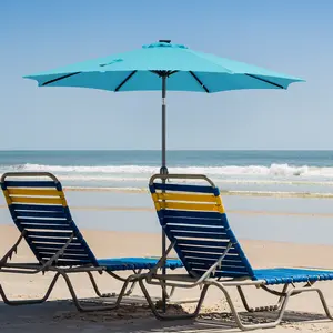 Light Up Your Night! 10ft Solar Umbrella w/ 32 LEDs - Tilt & Crank Shade for Backyard/Pool (3 Colors!)