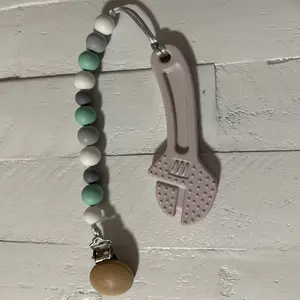 Silicone beaded pacifier clip/teething toy