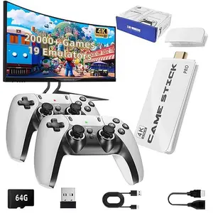 Nostalgia Gaming Stick 2025 - Retro Game Console with 4K HDMI, 20,000+ Games & Dual Wireless Controllers Smartphone White And Black