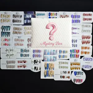 40Pcs Handmade Press On Nails Blind Box Set, 4 Sets Random Nail Art Kit, Reusable Acrylic False Nails, DIY Manicure Gift for Women Girls