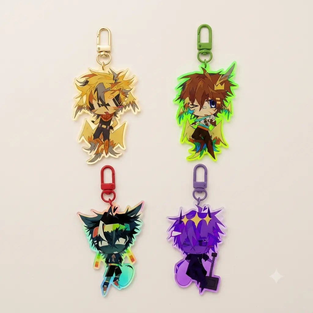 unstable universe acrylic keychains, theobaldthebird, parrotx2, spokeishere, wemmbu keychain