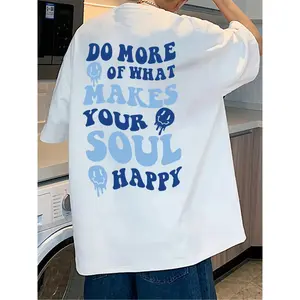 Summer Clothes Men's Stylish Letter Print Round Neck Tee, Summer Clothes Women, Streetwear Regular Fit  Short Sleeve Crewneck Printed T-Shirts, Graphic Tees, Menswear, Men's Clothing, Casual Slogan Graphic Summer Top