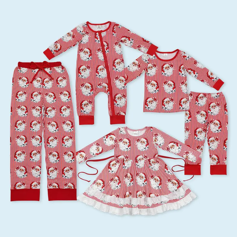 Women's Family Christmas Santa Claus Design Pajama Set - Soft, Comfortable Long-Sleeve Clothes, Fashion Casual Cute Pajama Style, Includes Size Range Suits Toddlers, Kids, Baby Clothes