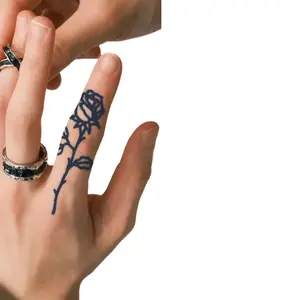 3 Rose Finger Temporary Tattoo Stickers Magic Tattoo Waterproof & Long-Lasting 7-15 Days Herbal Semi-Permanent Tattoo Fake Tattoo for Men & Women Realistic Neck Tattoo