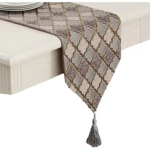 TM Fall Weave Geometric Table Coffee Color with Tassels for Coffee Tea Table Dresser Home Decoration 13 x 73 inches