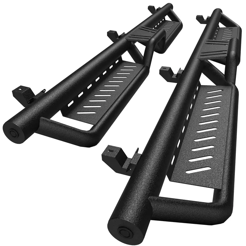 YITAMOTOR Running Boards fits 2018-2026 Jeep Wrangler JL 4 Door, Black Powder Coated Nerf Bar with Two-Stair for Roof Operation