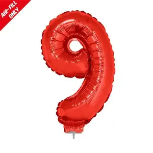 Balloon on Stick - 16 Red Number 9