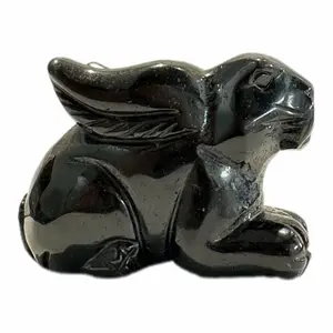 1 count Natural Black Obsidian Crystal Bunny carving crystal healing stone/for Home Decoration