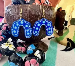 Hand-Painted Blue Swirl Dangle Earrings talavera