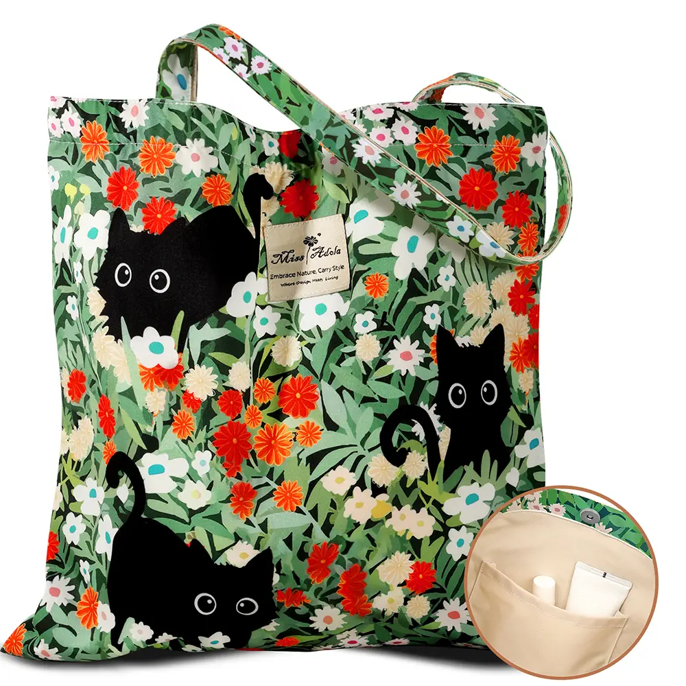 Miss Adola Aesthetic Tote Bag for Women - Reusable Shoulder Bag with Buckle Fabric Bag for Gym, Travel, Work, Casual Commuter Bag, Thanksgiving