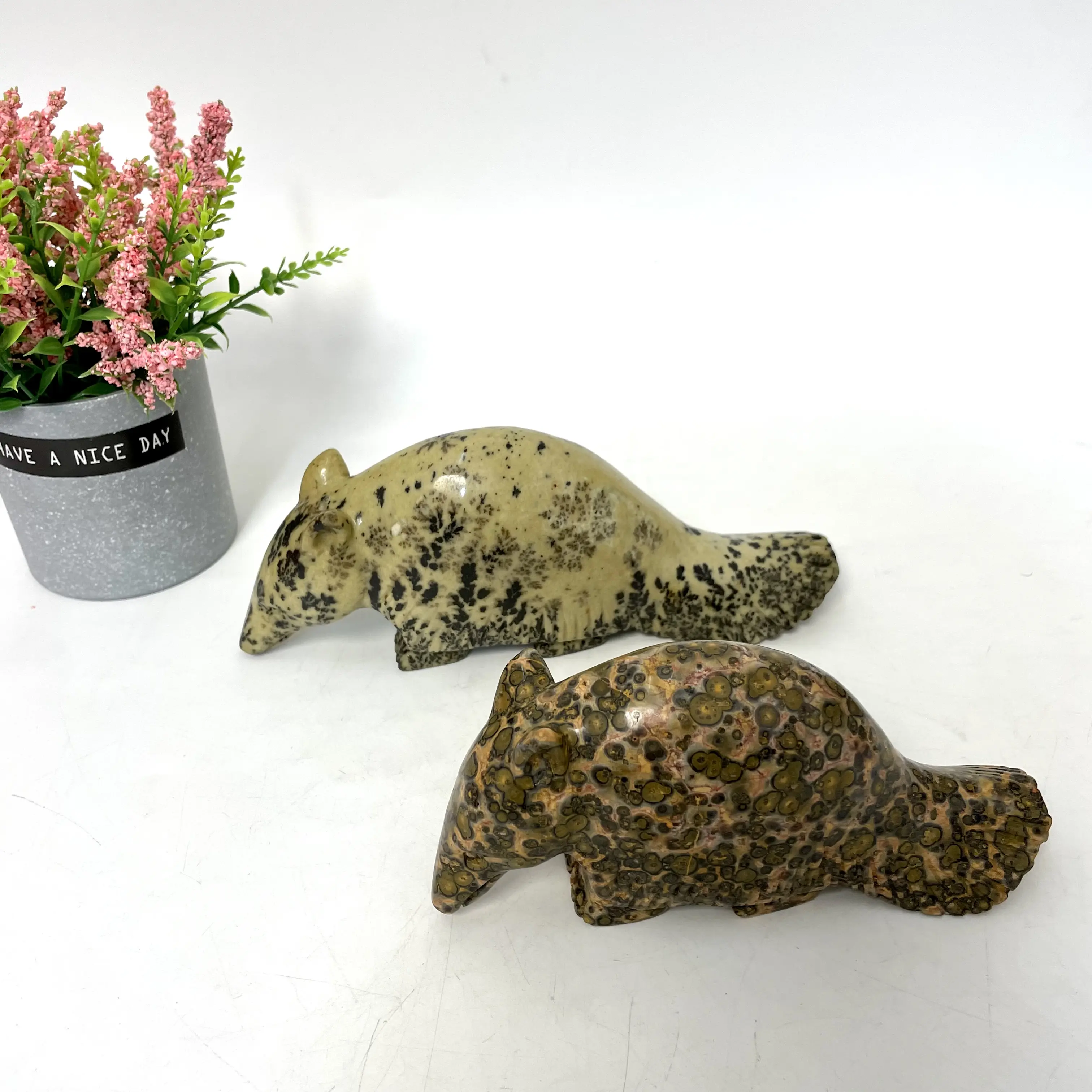1 Count Leopard Skin Jasper Tapir Crystal Carving Healing Stones Natural Stone Chakra Balancing Reiki Home Office Decor From IG Crystal