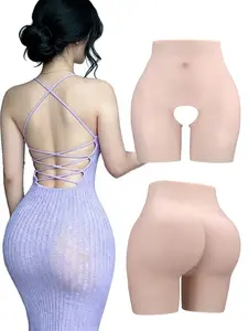 Silicone lifting pants, Shapewear, Girdle highwaist, a style without crotch and with a straight leg, featuring a thickened buttock design for a curvy figure. Suitable for daily use or for events such as dance parties, movies