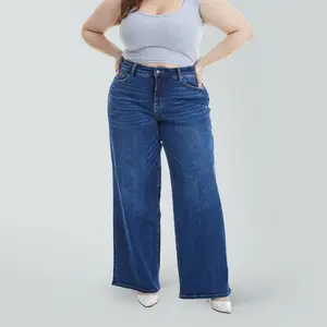 Magic ONESO Mid-low Rise Baggy Jeans Stretchy Wide Leg for Women Distressed Pants Light Blue/Dark Blue/Leopard Print/PinkieBow Womenswear Bottom 8001 Lady Basic Minimalist Comfortable Denim Tummy Control Curve Hugging Plus Size Regular Size BBL