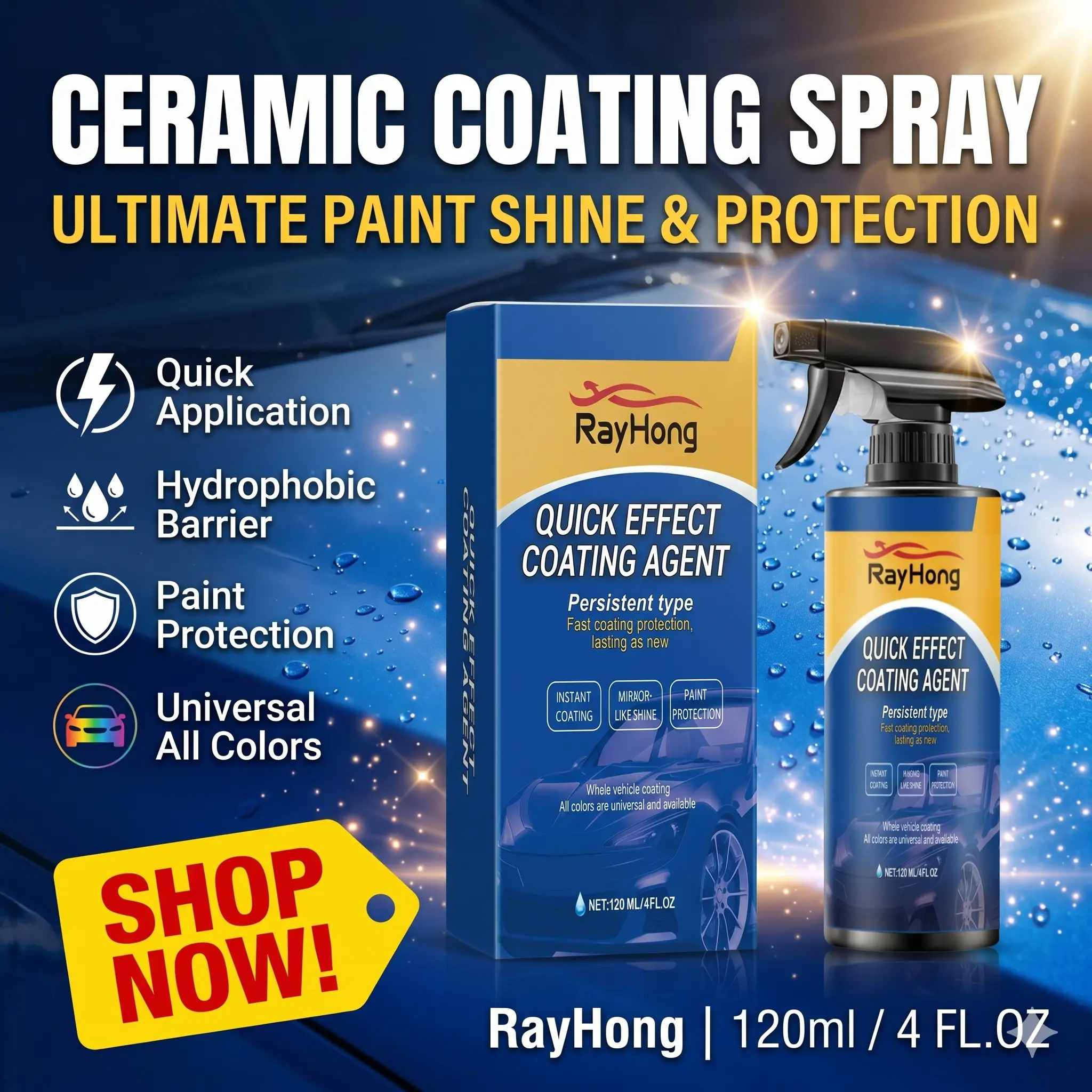 ​​Auto Ceramic Coating Spray - Waterless Car Wash & Polish Wax  Fast Acting Car Coating Spray For Waterless Washing Wax Polishing