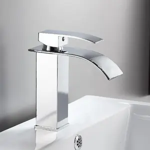 Modern Design Bathroom Taps, Flat Mouth Water Faucet Imitating Waterfall Water (without Inlet Pipe), Bathroom Fixtures for Household