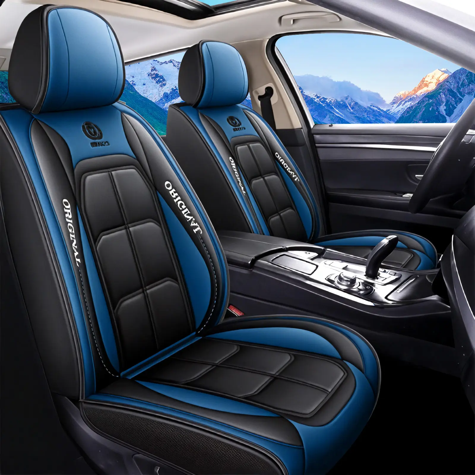 OTOEZ Car Seat Covers Full Set 5 Seats Waterproof PU Leather Universal Fit Cars SUVs Trucks Interior Accessories Airbag Compatible Easy Install Car Cushion