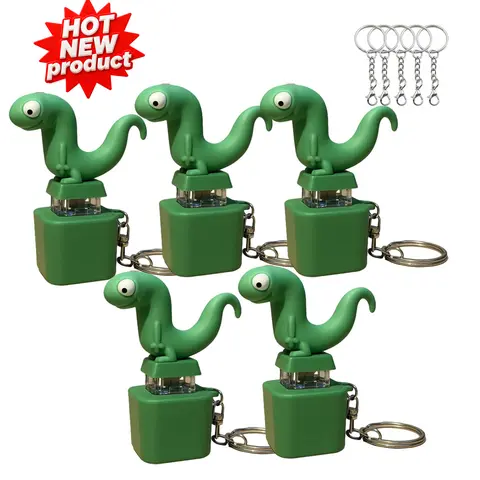 Unisex 5PC Rechargeable Lizard Shape Sound & Light Keychain Fidget Toy, Mini Size Fidget for Adults with Built-in Lizard Sounds Spark Smiles, Sturdy ABS Handles for Daily Fidgeting, Stress Relief Portable Animal-Themed Toy