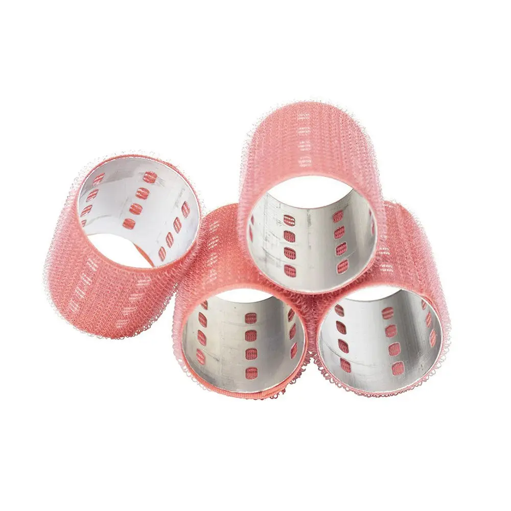 HairArt 1.5" Jumbo Self-Grip Rollers - 4-Pack Pink Hair Styling Accessories with Aluminum Core for Fast Drying, Longer Curls, Heatless Styling
