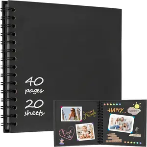 DIY Scrapbook Album 40 Pages Hardcover Kraft Paper Scrap Book Photo Albums Memory Book for Wedding and Anniversary Family