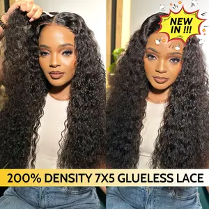 [200% Density] Yawawe Hair Water Wave Glueless Wigs Human Hair Ready To Wear Pre-plucked Lace Frontal Wigs For Women Curly HD Lace Wigs