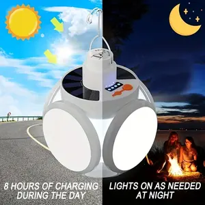 Portable Solar Football Light, LED Hanging Tent Lamp, USB Rechargeable, Battery Powered, Matte Metal Finish, Emergency Folding Lamp for Camping
