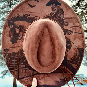 Bronco Rider Engraved Fedora Hat