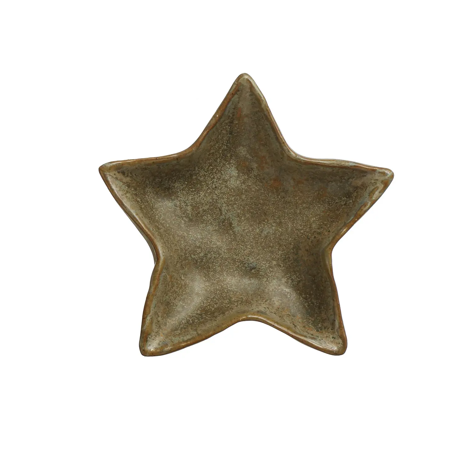 Stoneware Star Shaped Plate - Reactive Glaze in Green -4-in