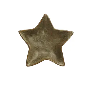 Stoneware Star Shaped Plate - Reactive Glaze in Green -4-in