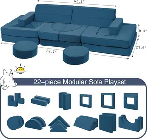 Winzoo 22Pcs Modular  Play Couch -  Couch for Playroom Bedroom Living Rooms  Sofa for Inspiring  Creativity