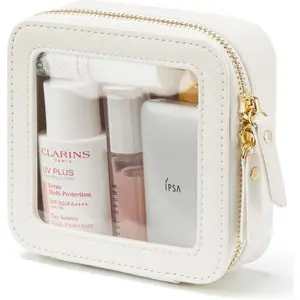 Clear Makeup Bag Travel Cosmetic Case Transparent Toiletry Bag with Zipper, Portable Make Up Organizer Traveling Compact Car Bag for Essentials